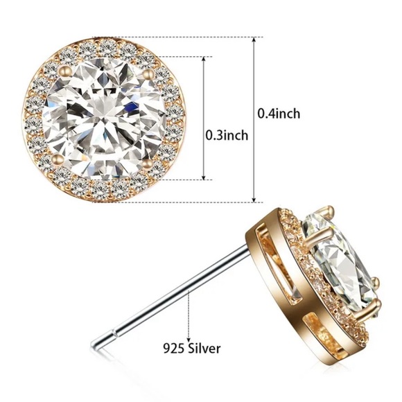 💛Yellow Gold plated halo earrings - Picture 4 of 4